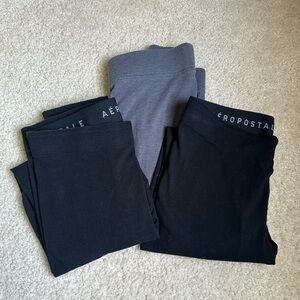 Set of 3 women’s Aeropostale leggings(2 black & 1 gray)